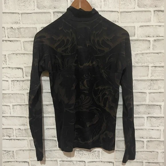 Women’s Athleta Momentum Seamless black paisley 1/2 zip pullover jacket top Med - Picture 3 of 4